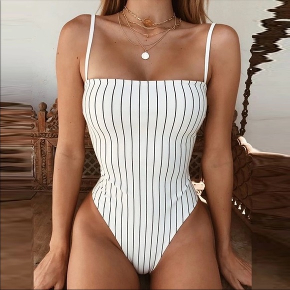 wander boutique Other - NEW 🤩 One piece black white striped monokini